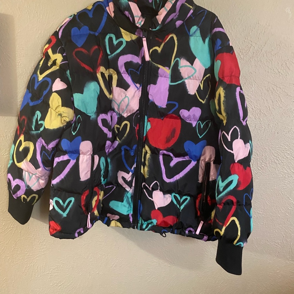 Wild Fable colorful heart puffer coat